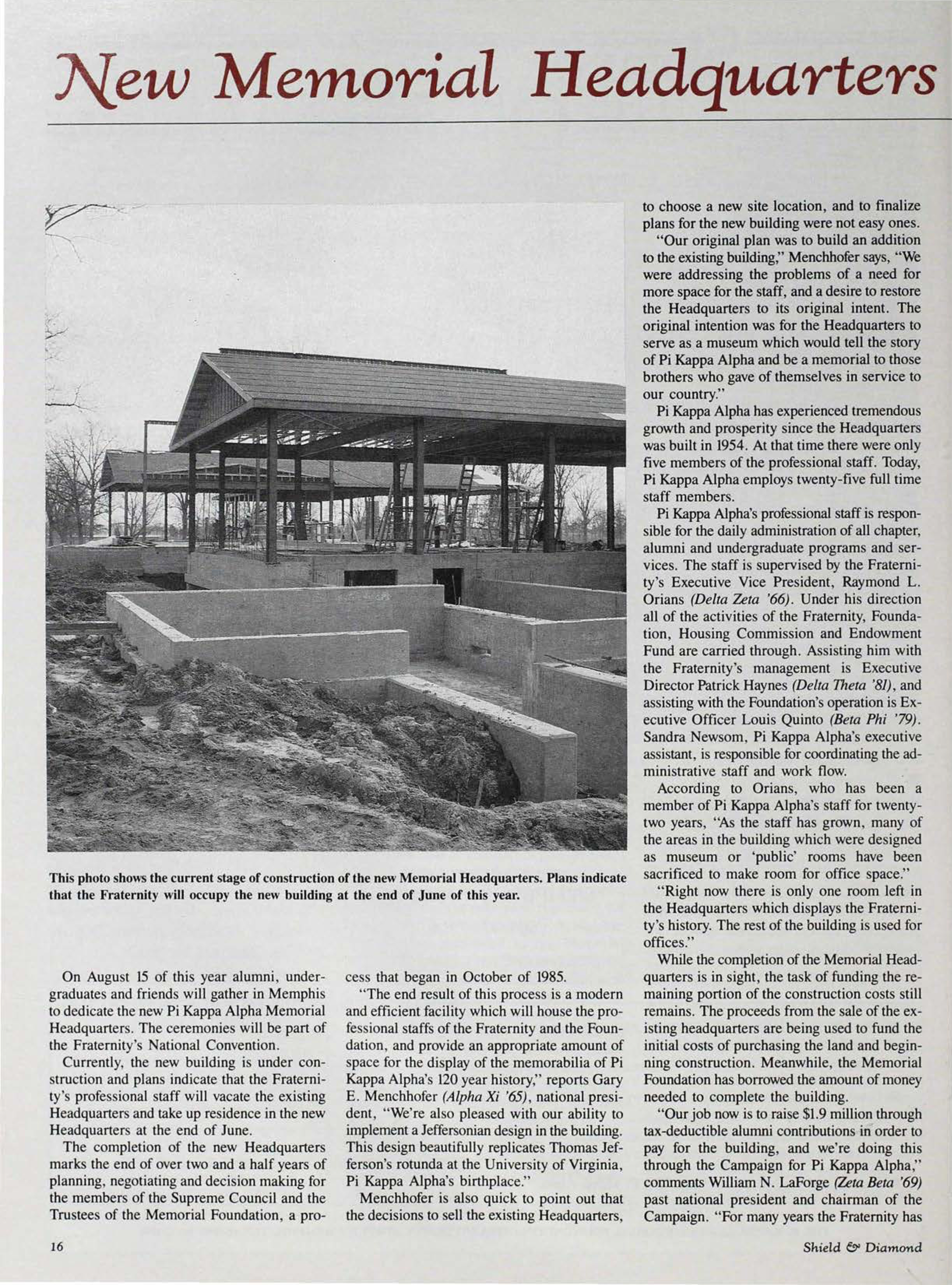 New Memorial Headquarters Begins To Take Shape